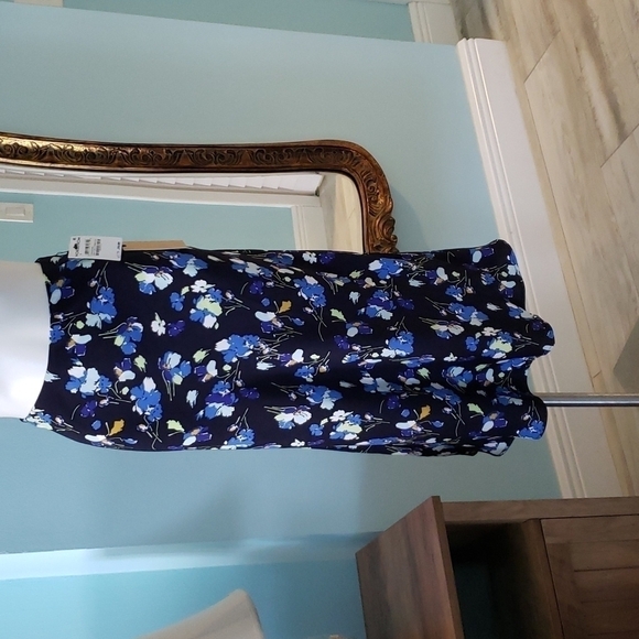 HALOGEN A LINE FLORAL SKIRT WITH FLOUNCE HEM NWT - Picture 2 of 5